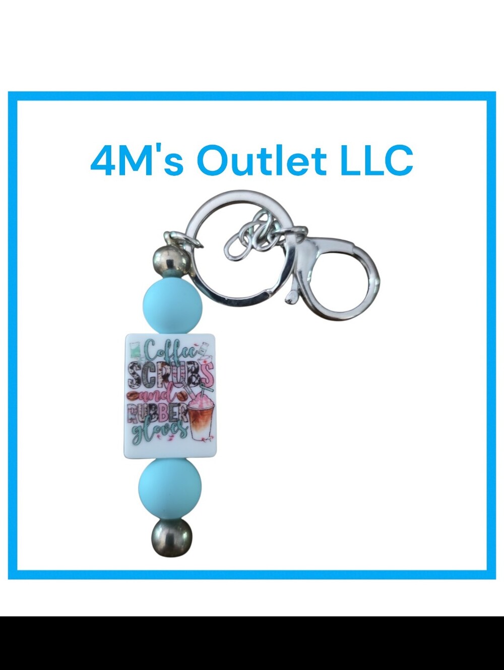 Keychain- Light Blue Bead Charm